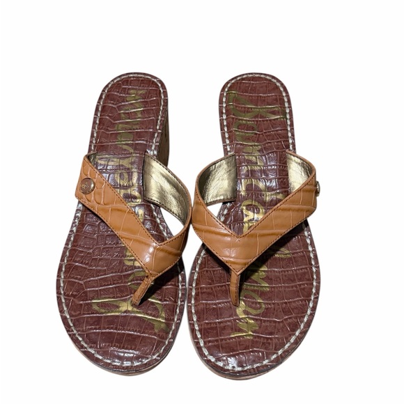 Sam Edelman Tan Brown Wedge Sandals - Picture 2 of 4